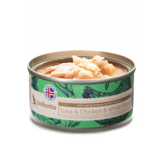 圖片 Astkatta (80g X 12) ⽩鰹吞拿&雞⾁&⽩蝦肉絲主食罐 