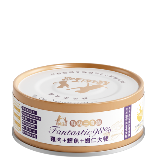 Picture of (80g x6) Fantastic 98% - Chicken + Bonito Fish + Shrimp (Cat)