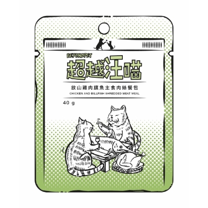 圖片 超越汪喵 貓貓主食餐包 肉絲系列 - 放山雞肉旗魚 40g