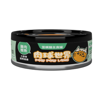 圖片 肉球世界 歪嘴貓主食罐 雞肉鰹魚+小麥草