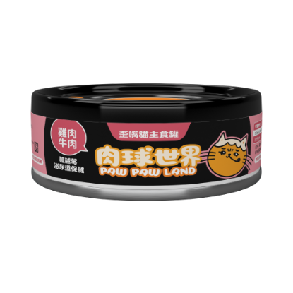 圖片 肉球世界 歪嘴貓主食罐 雞肉牛肉+蔓越梅 80g x 6