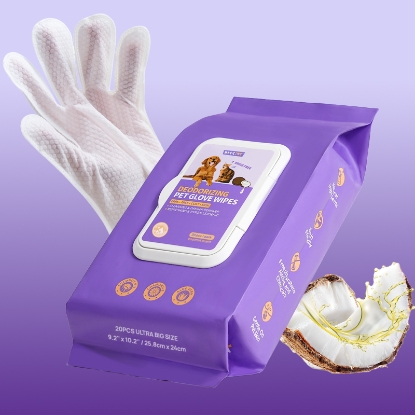 Picture of HICC PET Deodorizing Pet Glove Wipes (Coconut) 20pcs