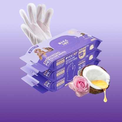 Picture of HICC PET Portable Deodorizing Pet Glove Wipes (Damask Rose) (6pcs x 3packs)
