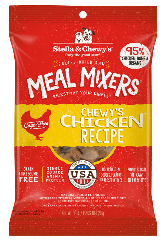 Picture of 1 oz. Chewy's Chicken Meal Mixers Freeze-Dried Raw Dog Food Mixers & Toppers  18 oz.
