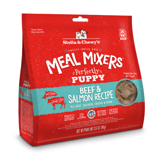 Picture of 3.5 oz  Perfectly Puppy Beef & Salmon Meal Mixers