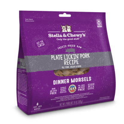 Picture of Stella & Chewy's Plate Lickin' Pork Recipe Freeze-Dried Raw Cat Food 18 oz