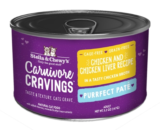 Picture of Stella & Chewy's Adult Chicken & Chicken Liver Recipe Carnivore Cravings Purrfect Pate Wet Food For Cats (5.2 oz x 24)