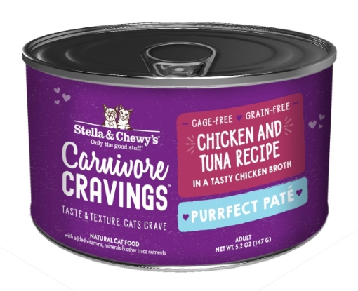 Picture of Stella & Chewy's Adult Chicken & Tuna Recipe Carnivore Cravings Purrfect Pate Wet Food For Cats (5.2 oz x 24)